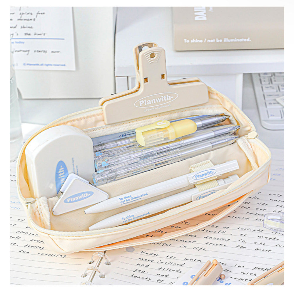 - Rosyposy Standing Double-Compartment Pencil Case-Blue - Goodie Goodie