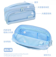 - Rosyposy Standing Double-Compartment Pencil Case-Yellow - Goodie Goodie