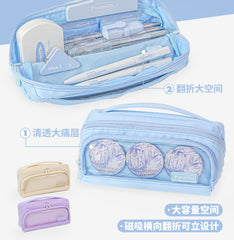 - Rosyposy Standing Double-Compartment Pencil Case-Blue - Goodie Goodie