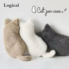 Nakabayashi Cat Plush Pen Case – White
