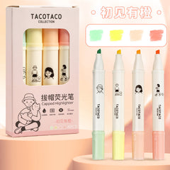 Stationery - TacoTaco Capped Highlighter 4pcs Orange Set - Goodie Goodie