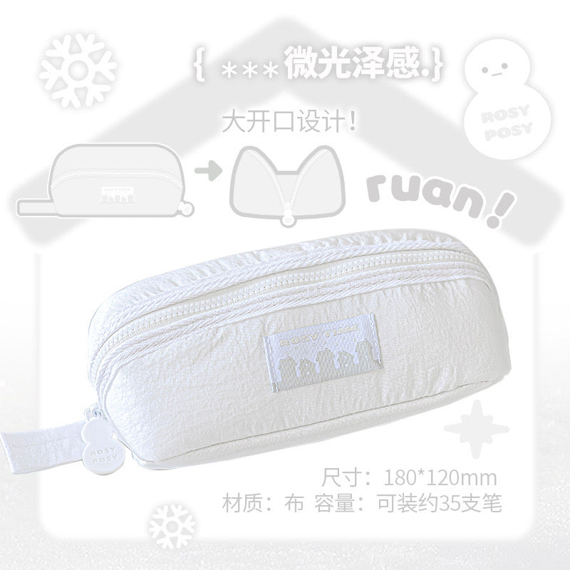 Stationery - Rosyposy Large-Capacity Ultra-Soft Pencil Case-White - Goodie Goodie