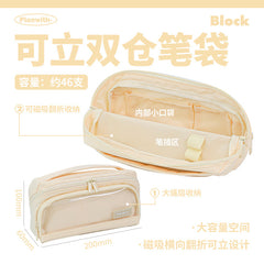 - Rosyposy Standing Double-Compartment Pencil Case-Yellow - Goodie Goodie