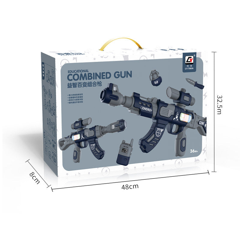 Gifts - DIY Detachable Magnetic Gun Set Sound-producing Light-up Gun - Grey - Goodie Goodie