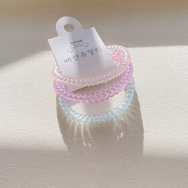 Accessories - Coiled Hair Ring Pack-Transparent Candy - Goodie Goodie