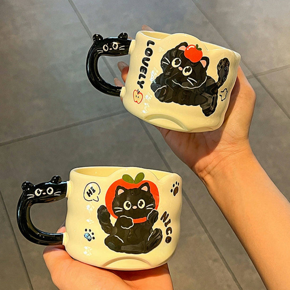 - Cute Cat Mug-Apple Cat 300ml - Goodie Goodie