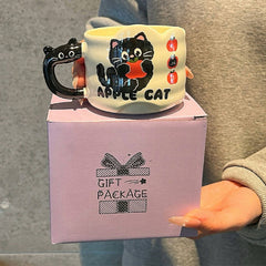 - Cute Cat Mug-Apple Cat 300ml - Goodie Goodie