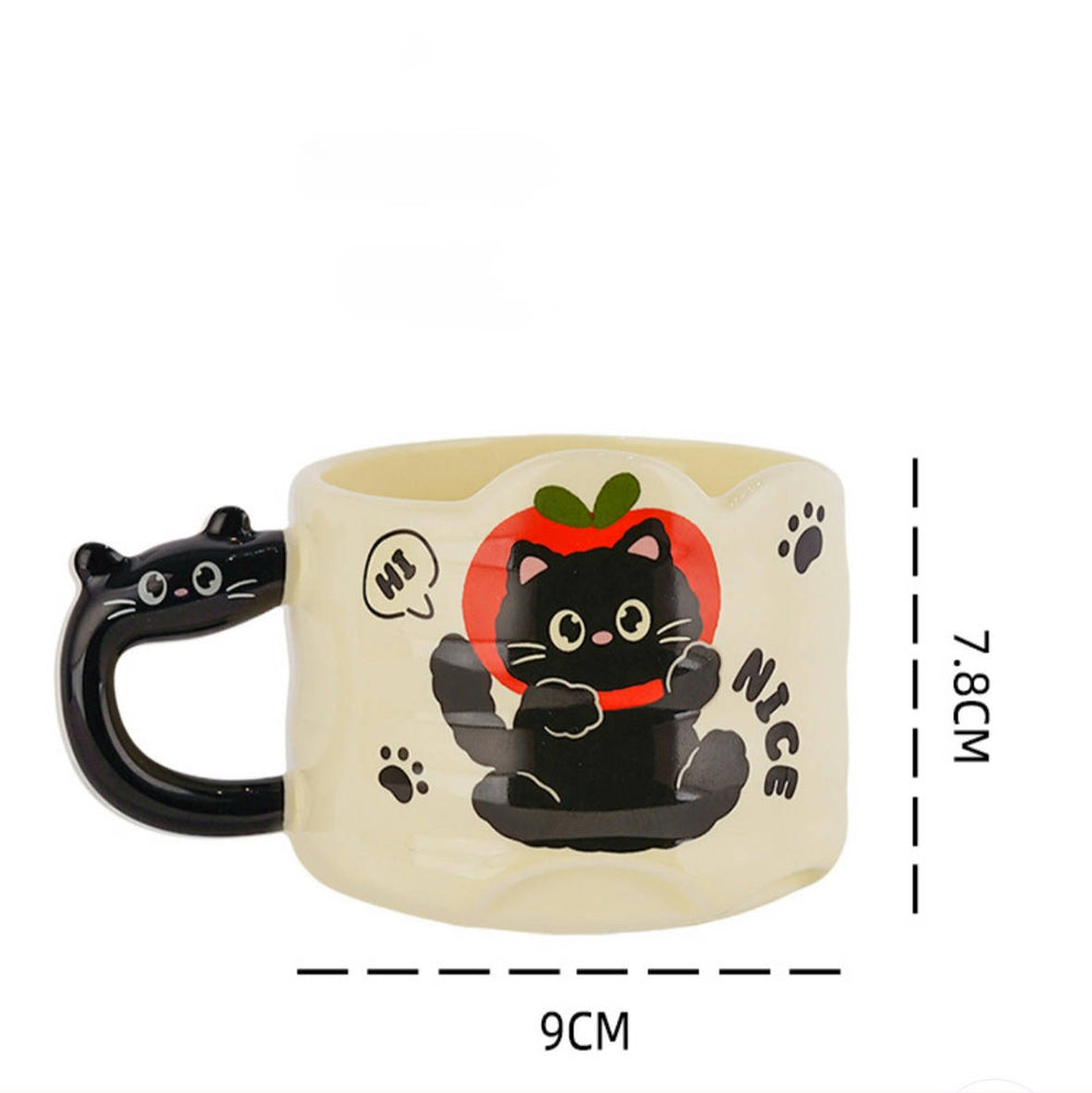 - Cute Cat Mug-Apple Cat 300ml - Goodie Goodie