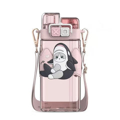 Bottles & Cups - Mofusand Double Lids Plastic Water Bottle 520ml Pink - Goodie Goodie