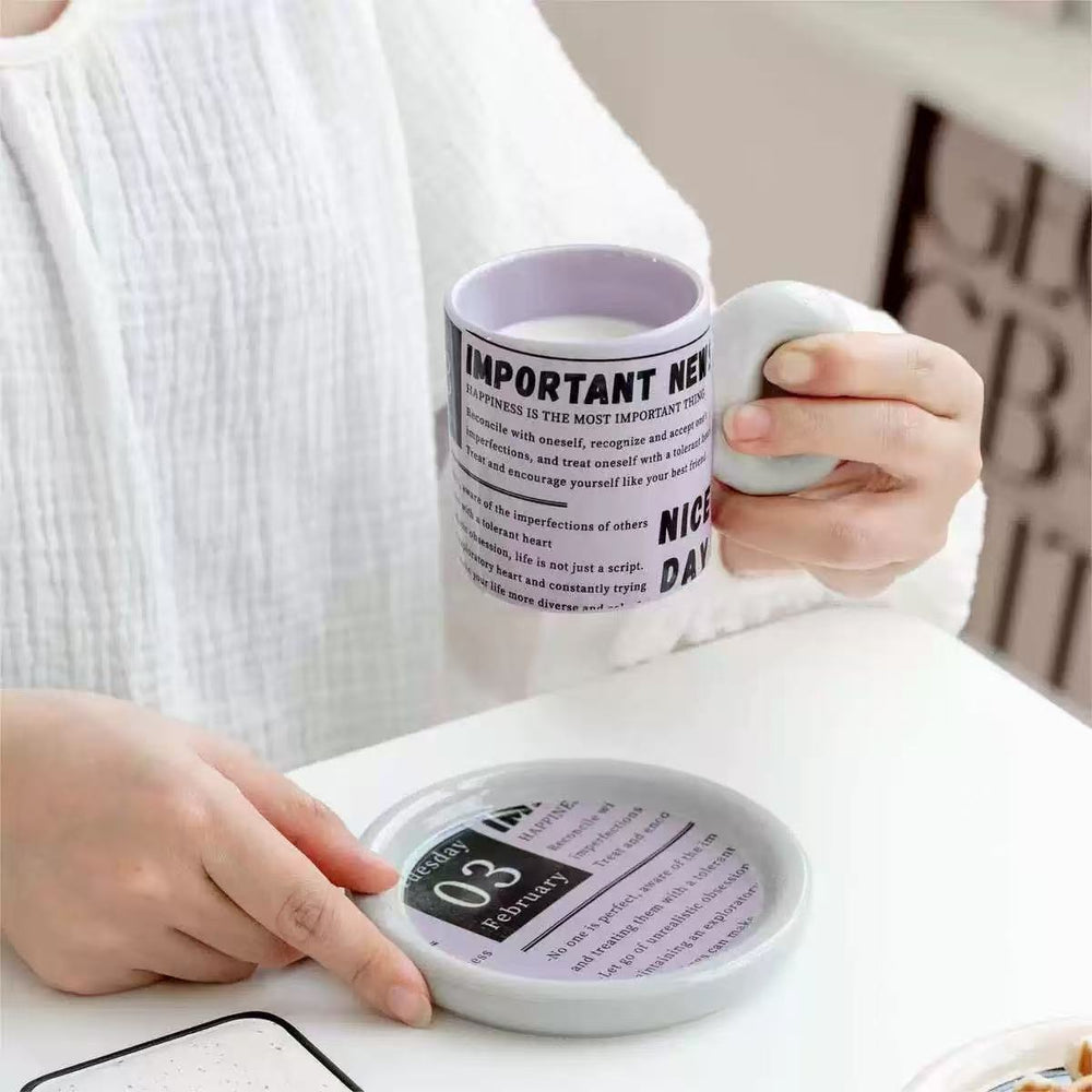 Bottles & Cups - Newspaper Mug & Plate Set 200ml - Purple - Goodie Goodie
