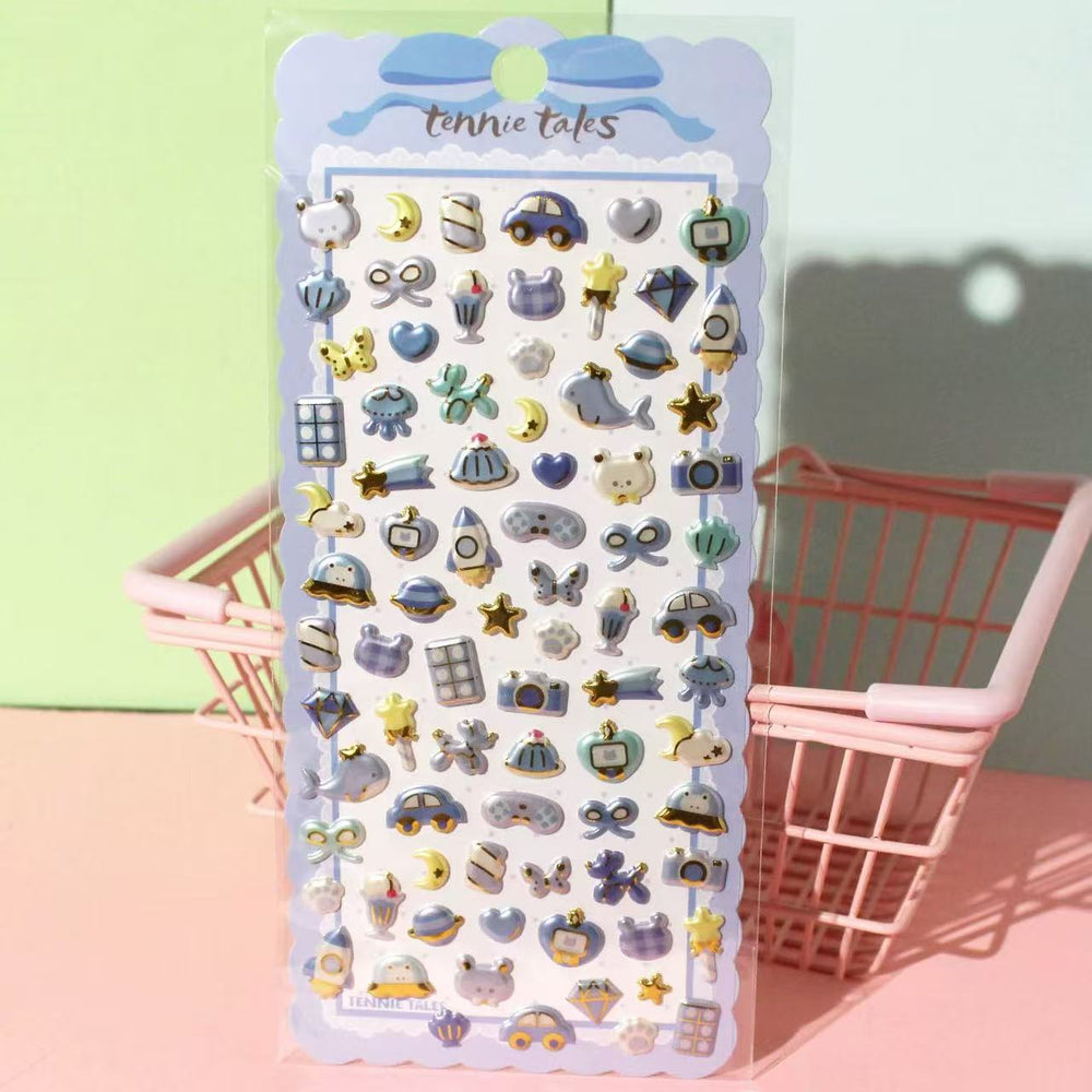 Stationery - Gold Foil Pearl Sticker Blue - Goodie Goodie