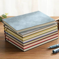Stationery - Soft PU Leather Cover Notebook A5 100pgs Grey - Goodie Goodie