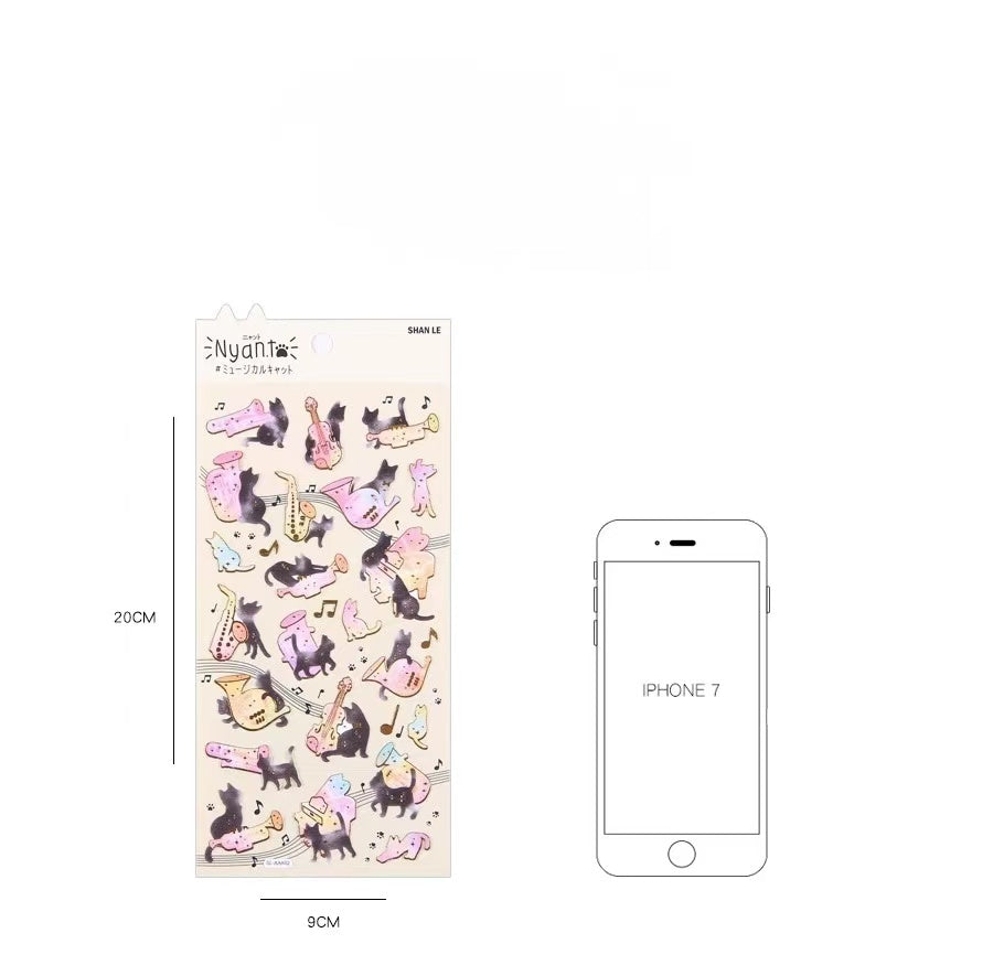 Stationery - Cat Foil Stamped Journal Stickers Assorted - Goodie Goodie