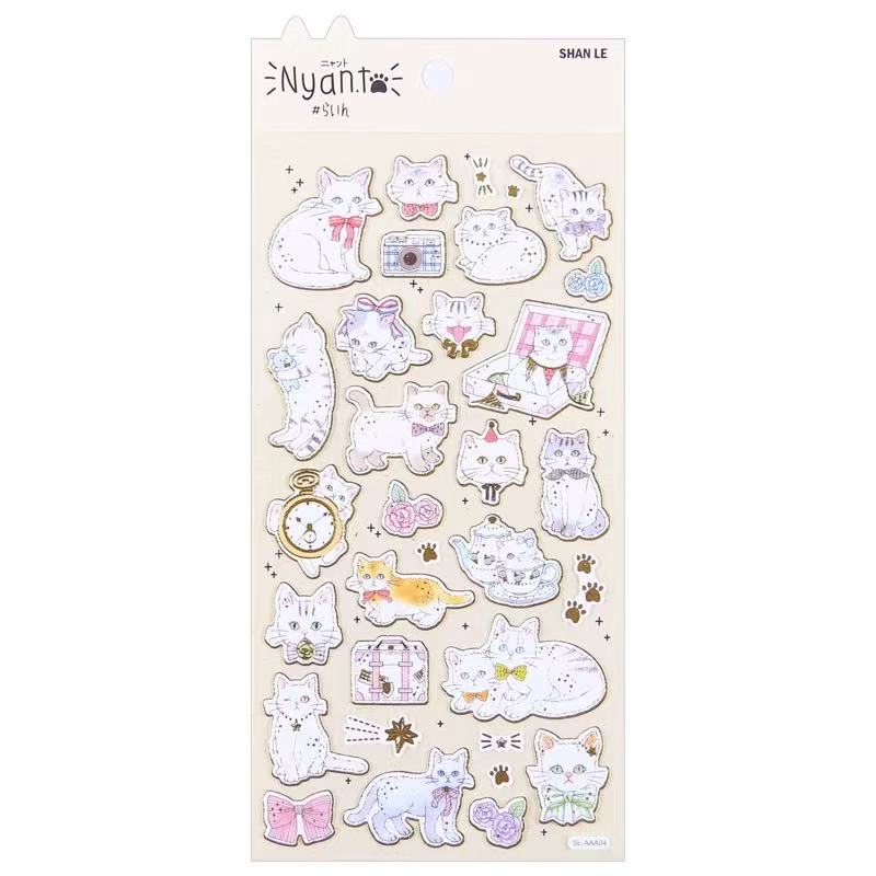 Stationery - Cat Foil Stamped Journal Stickers Assorted - Goodie Goodie