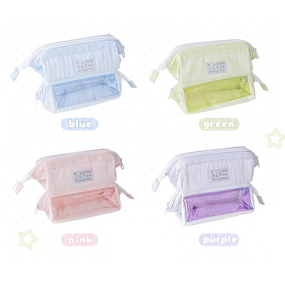 Stationery - Rosyposy Wide-Opening Pencil Case-Purple - Goodie Goodie