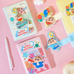 Shin-chan Stress-Relief Foam A6 Notebook with Magnetic Clip