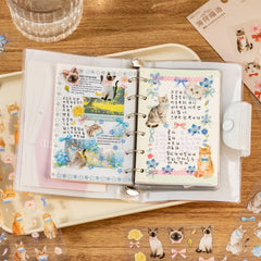 Stationery - Sweet Cat & Floral PET Waterproof Stickers 2 Sheets #4 - Goodie Goodie