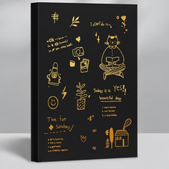 Stationery - Gold Foil Cat “Lovely Life” B5 Thick Plain Notebook 128 Sheets Assorted - Goodie Goodie