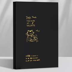Stationery - Gold Foil Cat “Lovely Life” B5 Thick Plain Notebook 128 Sheets Assorted - Goodie Goodie