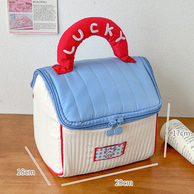 Bags & Storage - Lucky House Cosmetic Bag Blue - Goodie Goodie