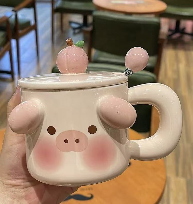 Bottles & Cups - Pink Piggy Mug - 480ml - Goodie Goodie