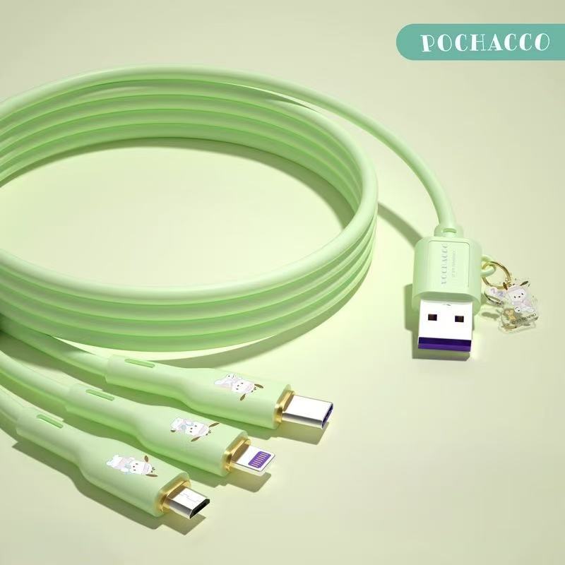 Tech & Toys - Pochacco 3-in-1 Charging Cable 1.2m Micro/Type-c/Lightning - Goodie Goodie
