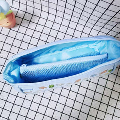 Dog Family Canvas Pencil Case 80x95x275mm with Mesh Inner Case Assorted