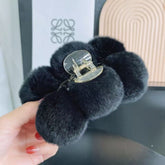 Triple Super Soft Fluffy Ball Hair Claw Clip 15cm
