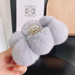 Triple Super Soft Fluffy Ball Hair Claw Clip 15cm