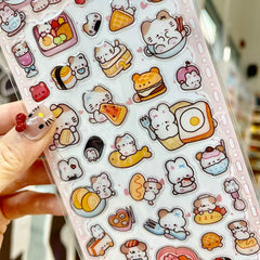 Cute Cat & Bunny Bakery Food 3D Epoxy Stickers