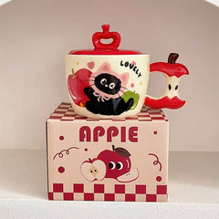 Apple Cat Mug with Lid 450ml