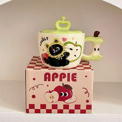Apple Cat Mug with Lid 450ml