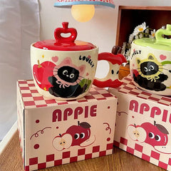 Apple Cat Mug with Lid 450ml