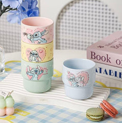 Stitch Love Heart Stackable Ceramic Mug Set – 4pcs 200ml