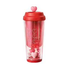 Double-Wall Love Heart Plastic Water Cup 435ml
