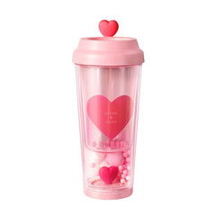 Double-Wall Love Heart Plastic Water Cup 435ml
