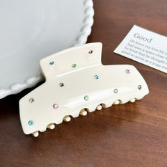 Colorful Rhinestone Acrylic Hair Claw 8.9cm T-shaped