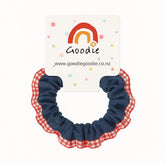 Denim Hair Scrunchies 2 Pack - Navy/Red