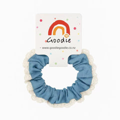 Denim Hair Scrunchies 2 Pack - Blue/White