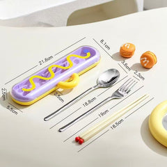 Dopamine Color Portable Cutlery Set – Spoon, Fork & Chopsticks