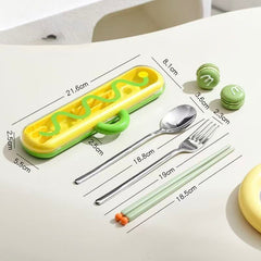 Lunch Boxes & Bags - Dopamine Color Portable Cutlery Set – Spoon, Fork & Chopsticks - Goodie Goodie