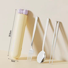 Bow Portable Stainless Steel Cutlery Set – Spoon, Fork & Chopsticks
