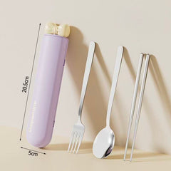 Bow Portable Stainless Steel Cutlery Set – Spoon, Fork & Chopsticks