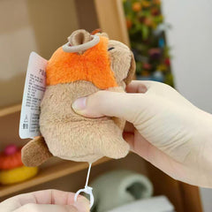 Dancing Capybara Plush Keychain with Colorful Hat