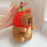 Capybara Plush Keychain 13cm - Strawberry Hat