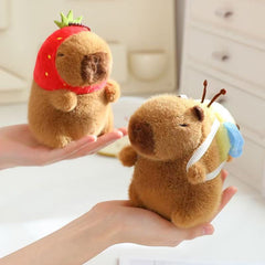 Capybara Plush Keychain 13cm - Strawberry Hat