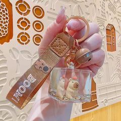 Capybara Liquid Sand Acrylic Box Keychain Assorted