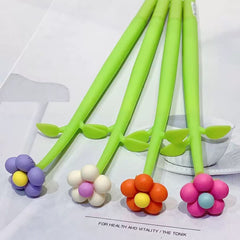 Colourful Flower Silicone Wiggle Gel Pen 0.5 mm Black Ink Assorted
