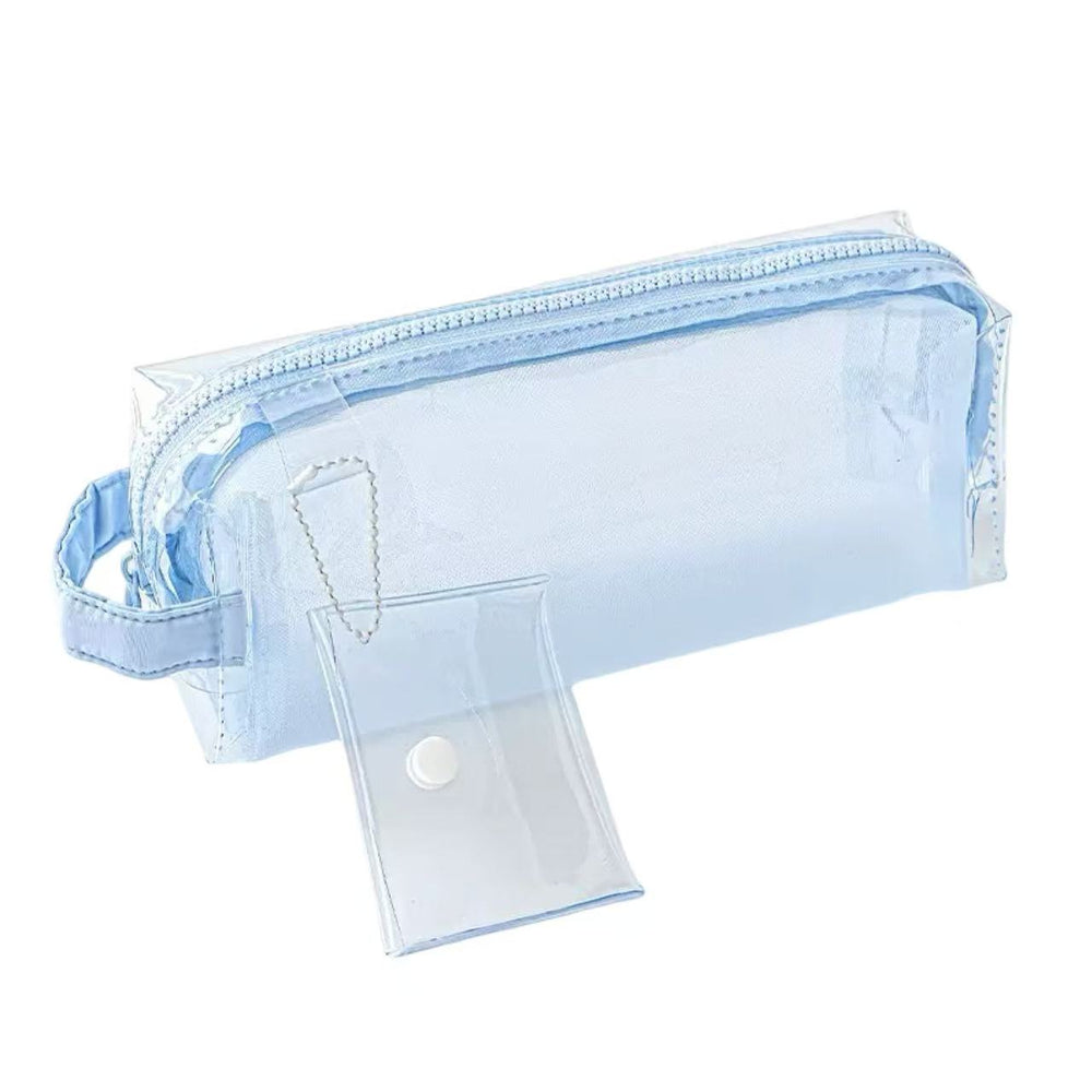 Stationery - Rosyposy Large-Capacity Transparent Waterproof Pencil Case - Blue - Goodie Goodie
