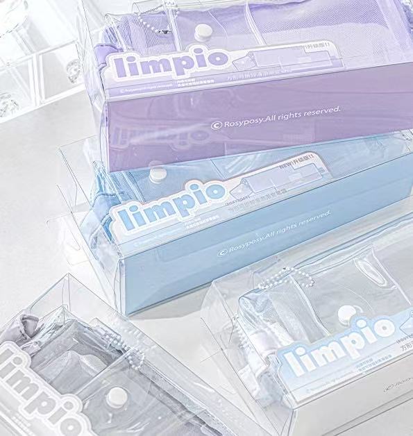 Stationery - Rosyposy Large-Capacity Transparent Waterproof Pencil Case - Purple - Goodie Goodie